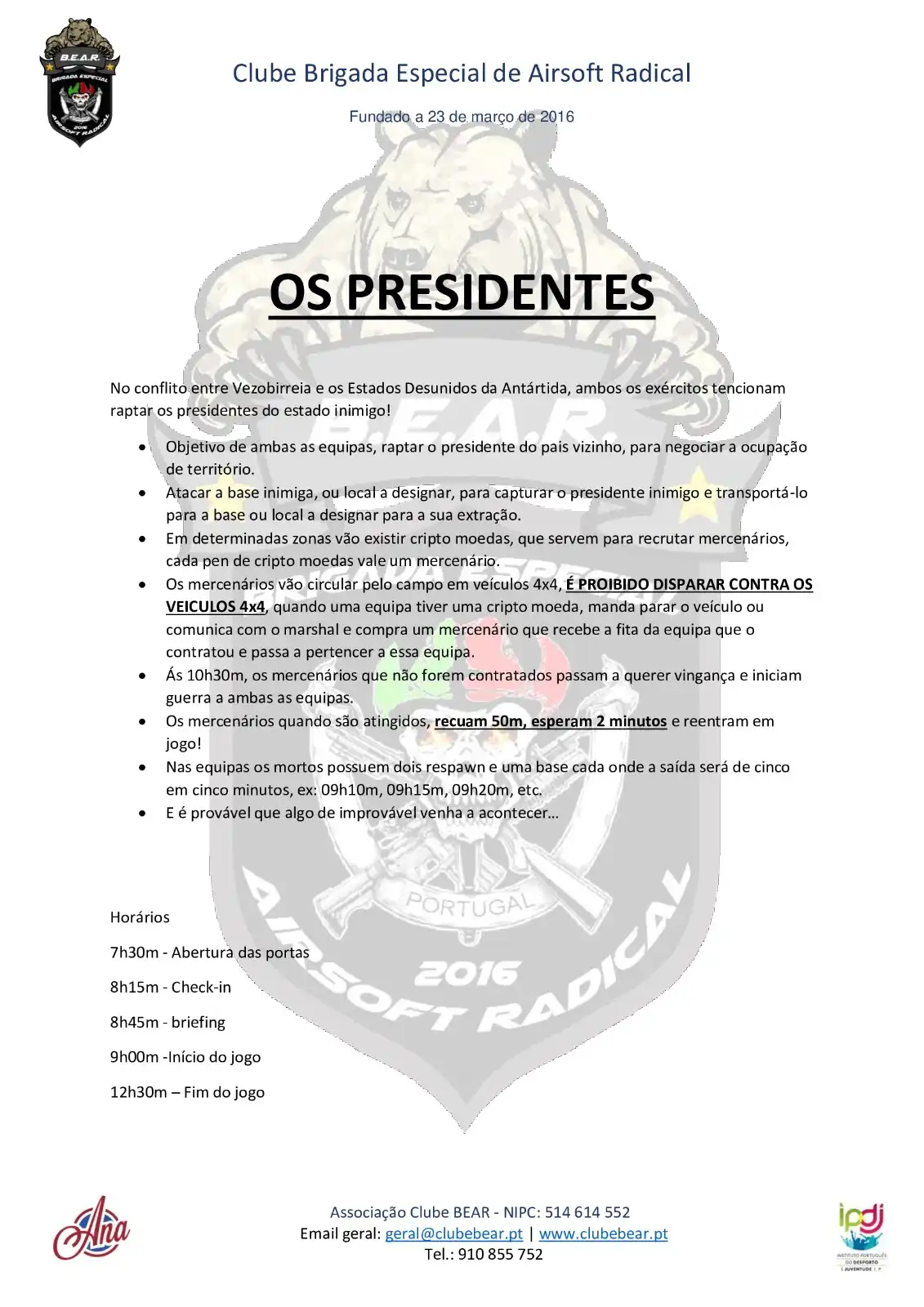 Regras do jogo os presidentes