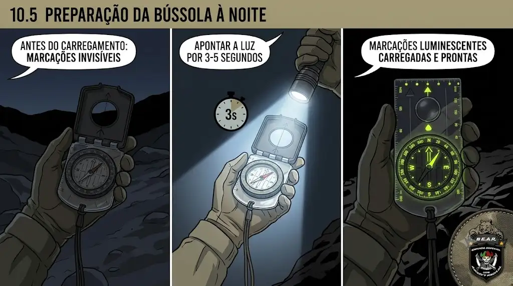 Preparação da Bússola à Noite Preparação da Bússola à Noite